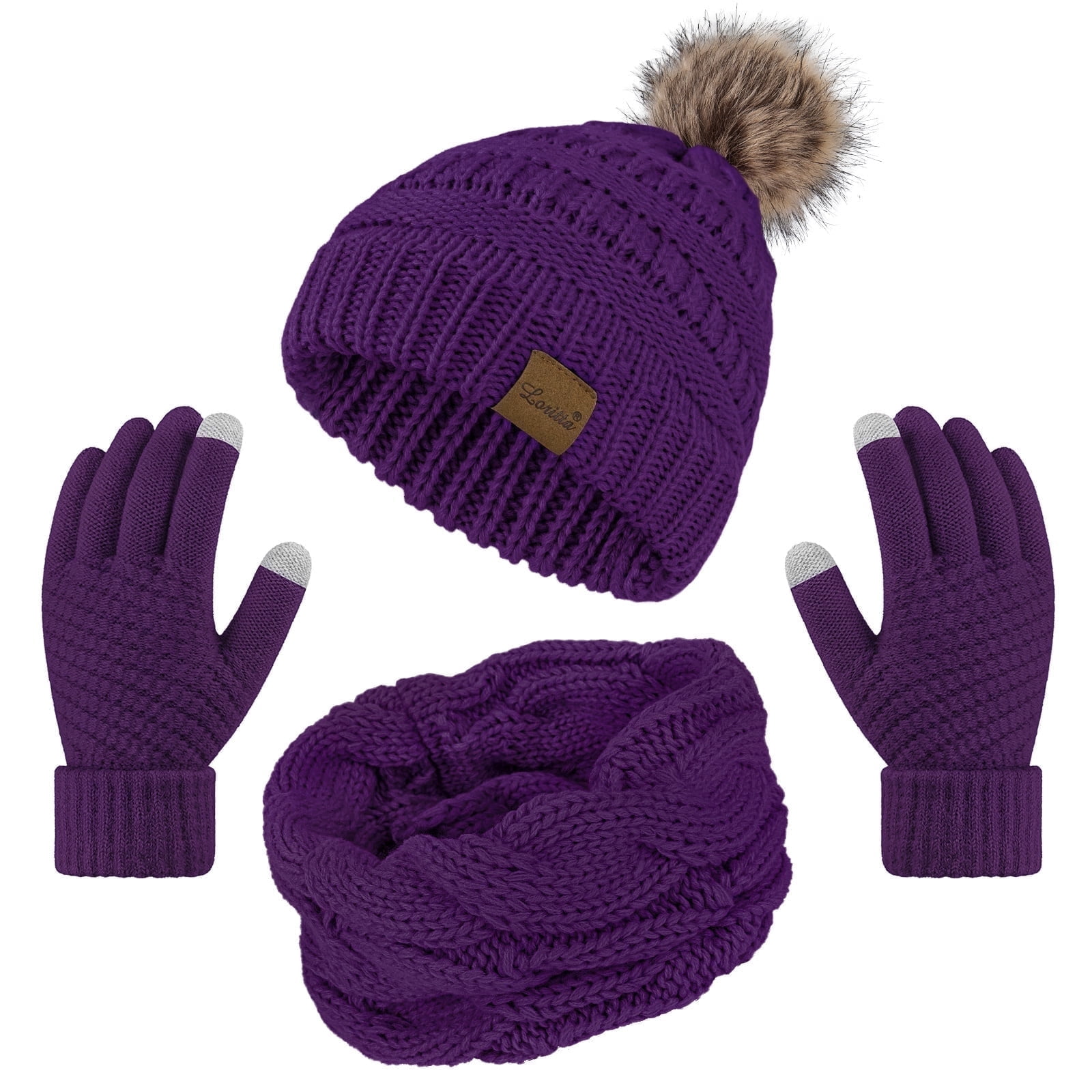 Women\'s Pink Purple 2 Packs Stylish Winter Warm Knitted Beanie Skull Hat Cap Maroon Skull Cap Beanie | Hot Topic main image 3