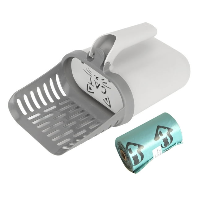 Recogedor de arena para gatos multiusos de alta capacidad, sistema de recogida de arena para gatos de una sola pieza con contenedor de residuos para interiores.