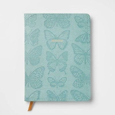 240pg Ruled Journal 8"x6" Butterfly Embossed Soft Cover, Narrow Lined, Teen & Adult Notebook