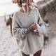 thumbnail image 2 of Suéteres de gran tamaño a la moda para mujer, suéteres sueltos e independientes para otoño e invierno, suéteres de punto de manga larga con cuello redondo liso para mujer, estilo bohemio gris, 2 of 5