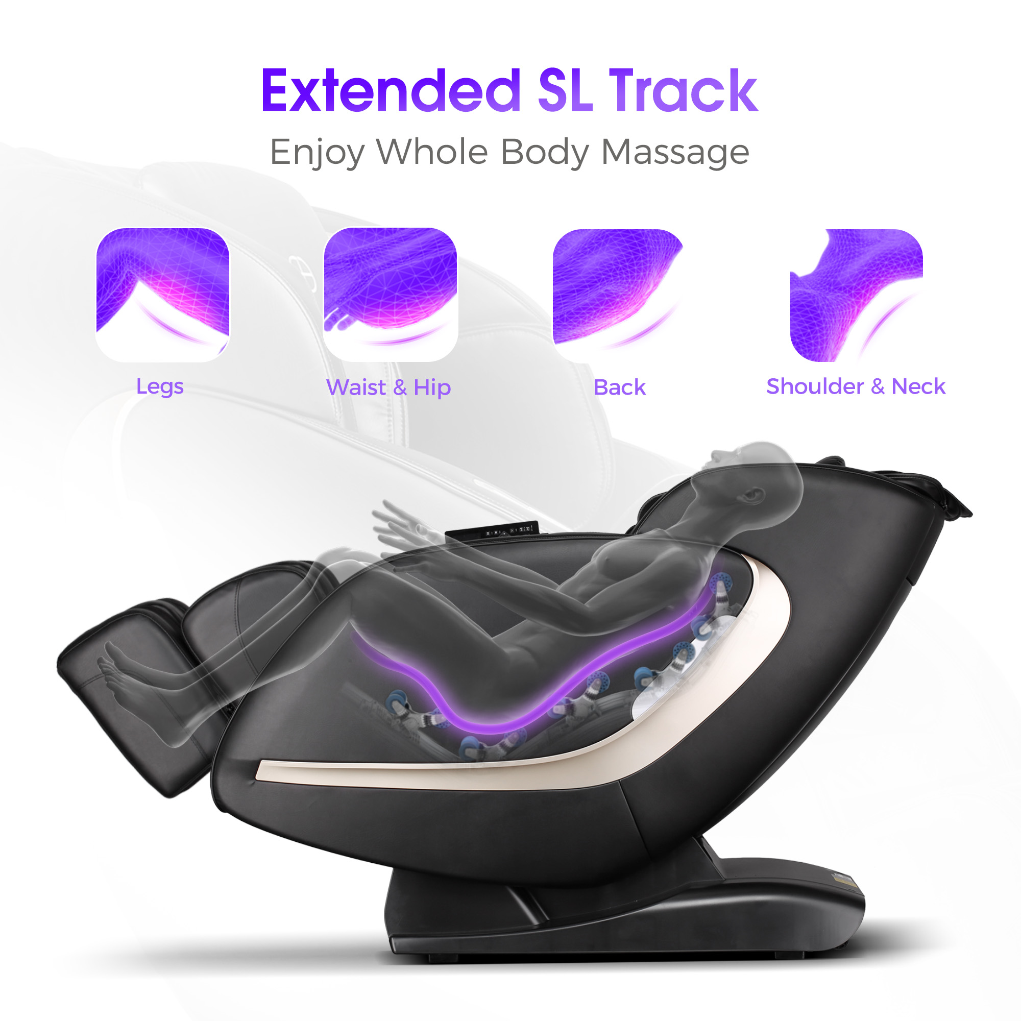 Easpearl 2024 4D Full Body Massage Chair Zero Gravity Shiatsu Recliner with Heat Thai Stretch Black - image 4 of 11