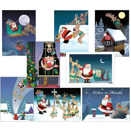 Funny Christmas Card Variety Pack 24 Cards & 25