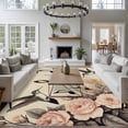 thumbnail image 3 of 5'x7' Area Rugs for Living Room Bedroom, Vintage Flowers Washable Rug Carpet Runner Indoor Outdoor, Spring Floral Music Birds Retro Art Non Slip Floor Mats Area Rug for Kitchen, Nursery, 3 of 8