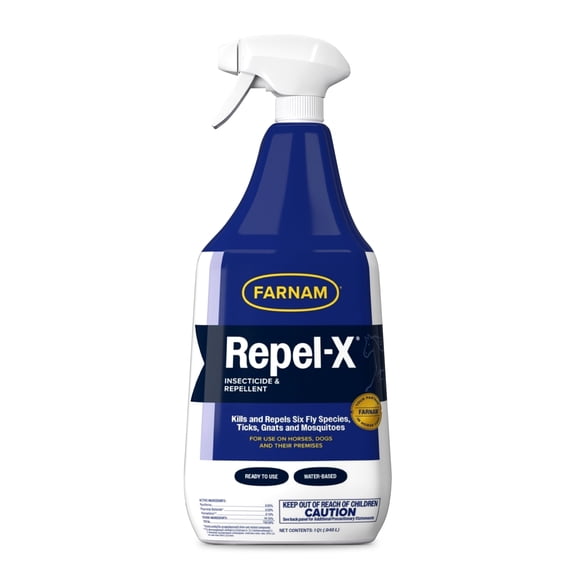 Farnam Repel-X Emulsifiable Fly Spray for Horses and Dogs, Insect Repellent for Mosquitoes, Ticks & Gnats Ready-to-Use, 32 Fl Oz
