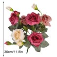 thumbnail image 4 of 13\-Head Artificial Rose Bouquet European\-Style Simulation Home Decoration Wedding Banquet Party Decoration Accessories red 15x10x30cm, 4 of 9