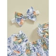 thumbnail image 5 of Biezeib Baby Girl 2 Piece Outfits Fruit/Flower Print Ruched Short Sleeve Romper Dress with Cute Headband Set Summer Clothes, 5 of 6