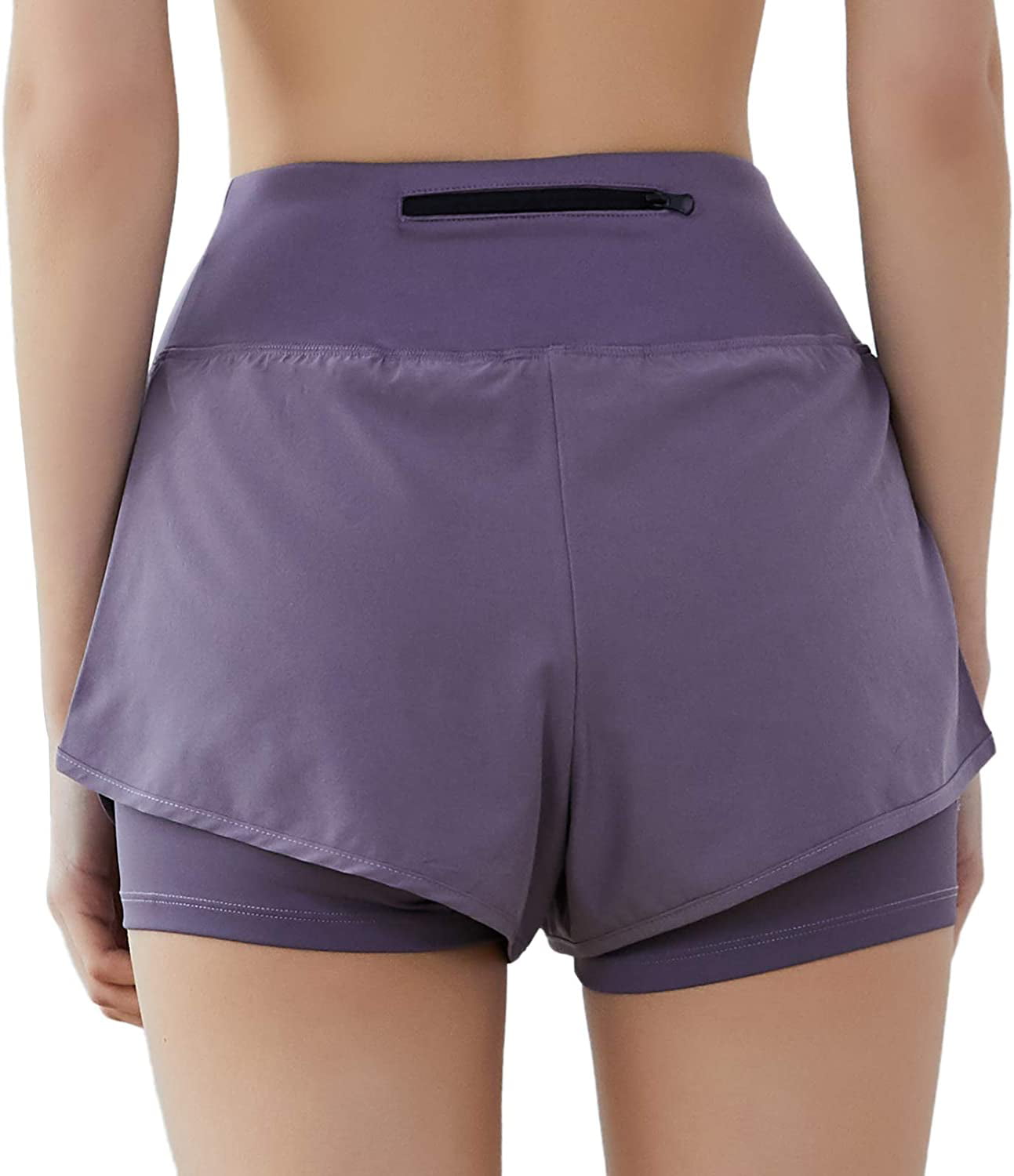 SKYSPER Running Shorts Womens 2 in 1 Gym Sport Shorts with Pockets Breathable Quick Dry Yoga Workout Jogging Pants for Ladies Girls