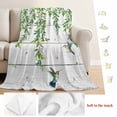 thumbnail image 5 of Spring Botanical Blanket Soft Cozy Warm Throw Blanket for Couch, Plush Fuzzy Flannel Fleece Blankets for Sofa, Watercolor Leaves Flowers Birds Gray Wood Bed Blankets Gifts for Men, 32"x48", 5 of 9