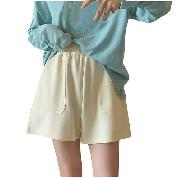 Abcnature Plus Size Shorts, Womens Athletic Shorts, Fashion Casual Womens Solid Women Pockets Ladies Loose Shorts, Comfy Beach Shorts, Yoga Pants, Cycling Sport Shorts Beige M
