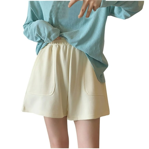 Abcnature Plus Size Shorts, Womens Athletic Shorts, Fashion Casual Womens Solid Women Pockets Ladies Loose Shorts, Comfy Beach Shorts, Yoga Pants, Cycling Sport Shorts Beige M
