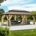 thumbnail image 5 of SANOPY 12'x20' Hardtop Gazebo, Outdoor Patio Aluminum Frame Permanent Gazebo with Galvanized Steel Roof for Backyard, Deck, Lawns, Brown, 5 of 15