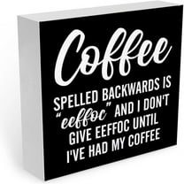 Cskhip Coffee Signs Coffee Bar Decor Coffee Wood Sign Home Kitchen Coffee Bar Coffee Shopes 5x5 inch