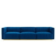 thumbnail image 3 of Modway Conjure Channel Tufted Performance Velvet Sofa in Gold Navy, 3 of 10