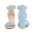 thumbnail image 2 of BLISSFUL STEP Woman's Sandals Block Heels Ankle Strap Open Toe Sandals Sky Blue 7, 2 of 6