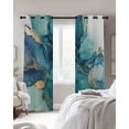 thumbnail image 4 of Teal Blue Marble Blackout Curtains for Bedroom Living Room Darkening Curtains 54 Inch Long Modern Abstract Texture Art Ombre Short Curtain for Small Window Treatment Grommet Drapes 52"x54"x2, 4 of 9