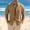 Beige, variant on Men's Solid Color Short Sleeve Stand Collar Button Cardigan, Casual Beach Shirt, Lightweight Crinkle Fabric Top for Resort Wear, Vacation and Warm Weather Outings White L