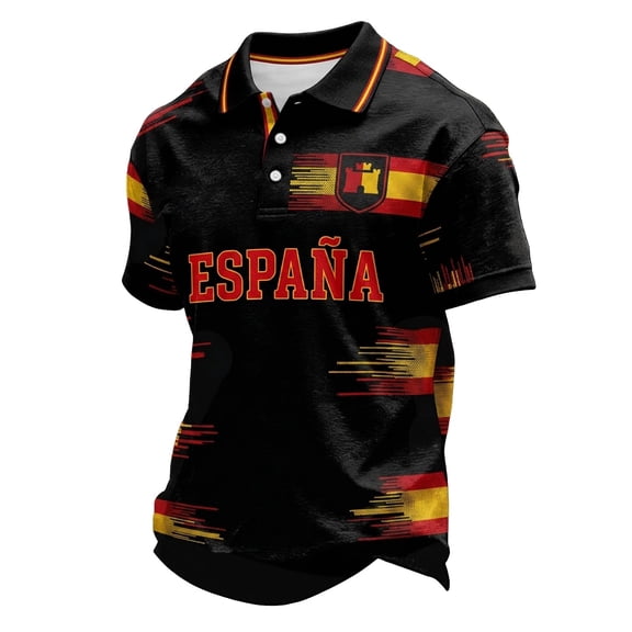 SJLDQY Mens 2026 Spain Soccer Polo Shirts Short Sleeve International Football Shirts for Men Spanish Flag Graphic Lightweight Summer Workout Golf Shirts