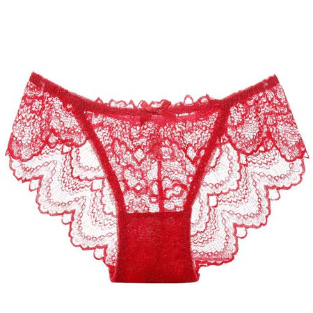 

Sexy Lace Ladies Panties Bow Solid Color Fancy Breathable Mid Waist Women Briefs