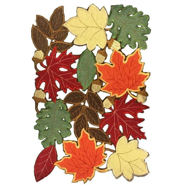 Autumn Leaf Embroidered Fall Table Placemat 12 x 18 Inch Place Mat New