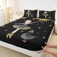 thumbnail image 3 of Homewish Dance Ballet Girl Twin Sheet Sets 3pcs for Teens Children,Cartoon Swan Twin Fitted Sheet Microfiber,Golden Stars Glitter Breathable Flat Sheet,Microfiber Bedroom Decor, 3 of 7
