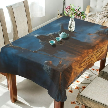 

WOBOGO Skull Reaper Square Tablecloth 60×108in Polyester Fabric Tablecloth Washable Dust Resistant Wrinkle Resistant