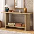 thumbnail image 2 of 60''Console Table with Ash Veneer, Minimalist Entryway Table with T-Shaped Legs and Holds up to 120lbs, Sofa Table with Large Display Top and Bottom Shelf , for Living Room, Hallway, Foyer, 2 of 8