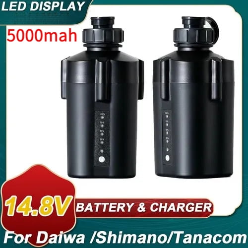 Lot de 2 Batterie 5000MAH pour Daiwa Shimano PLAYS3000 Tanacom1000, MD3000 BM2900 Seaborg Batterie de Moulinet Électrique de Pêche