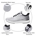 thumbnail image 3 of Tennis Shoes Sneakers, Mens/Womens Athletic Running Shoes Non Slip Lightweight Breathable Mesh Fashion Sneakers for Walking Gym Workout Jogging, White - Size 11, 3 of 8
