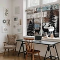thumbnail image 5 of Teal Brown Deer Silhouettes Kitchen Curtains 45 Inch Length, Trees Wooden Retro Farmhouse Tiers Curtains for Bathroom Bedroom Cafe, Light Filtering Small Window Treatment Drapes 2 Panels 42"Wx45"L, 5 of 8