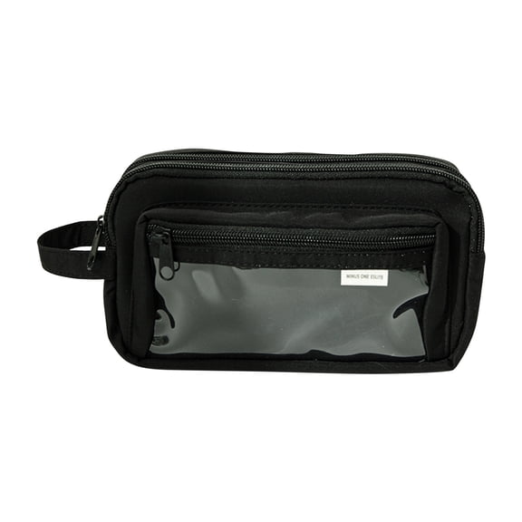 Qocolhg Big Capacity Pencil Case Large Pencil Pouch Stationery Pen Bag for Adult, Zipper Stationary Makeup Bag for Travel Office College (Black)