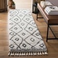 thumbnail image 4 of SAFAVIEH Moroccan Fringe Barclay Geometric Shag Area Rug, Ivory/Grey, 5'3" x 7'6", 4 of 10