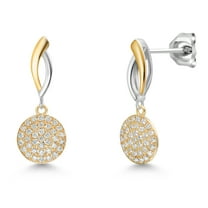 Gem Stone King 925 Silver and 10K Yellow Lab Grown Diamond Drop Dangle Earrings for Women | 0.19 Cttw | Gemstone Birthstone | 20x10MM Lab Grown Diamond Earrings