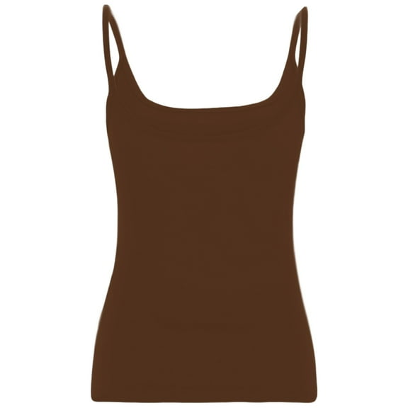 VNKIDY Womens Solid Color Spaghetti Strap Tank Top Square Neck Sleeveless Basic Casual Layering Camisole Top For Summer Daily Wear Brown M