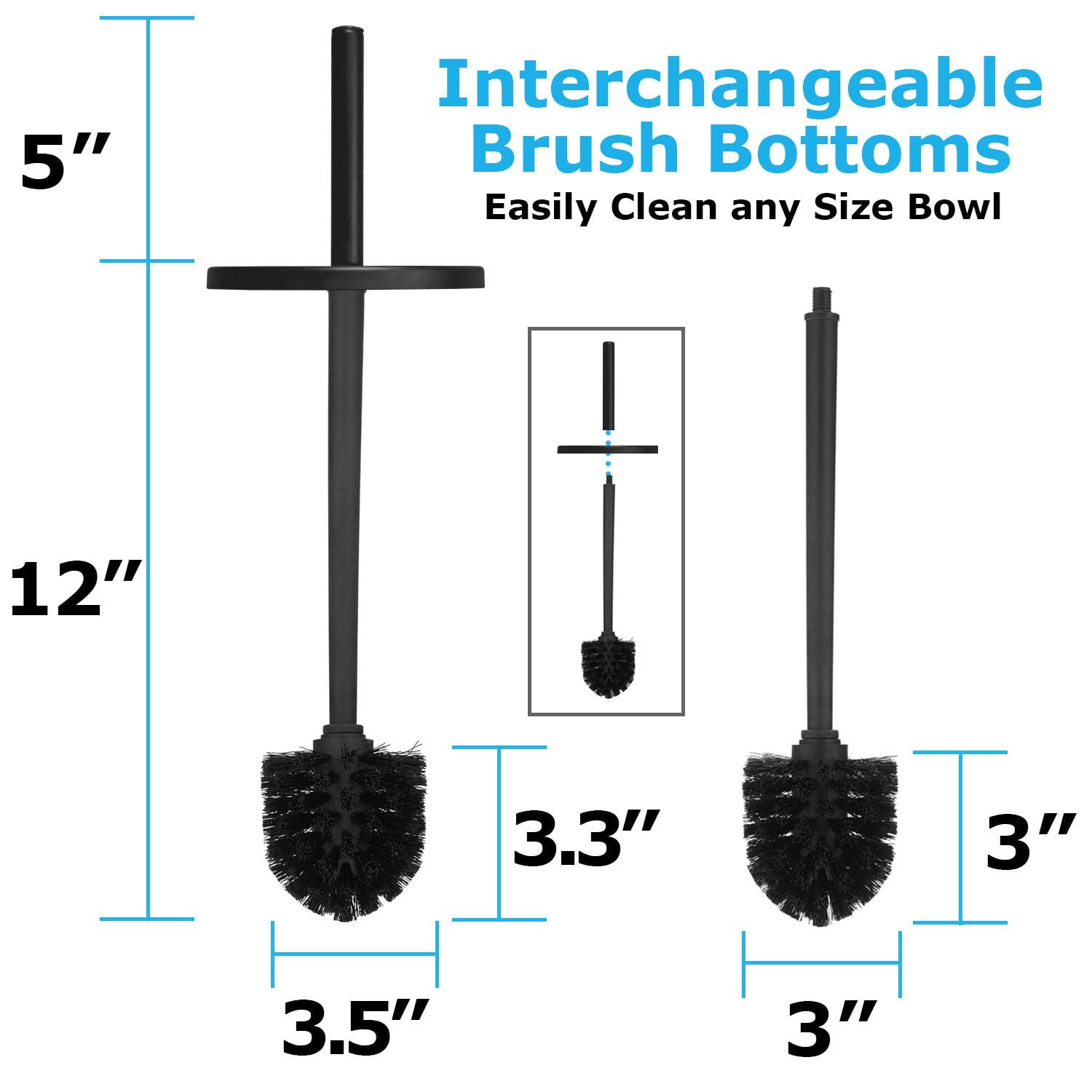 Toilet Brush and Plunger Set with Holder, Black