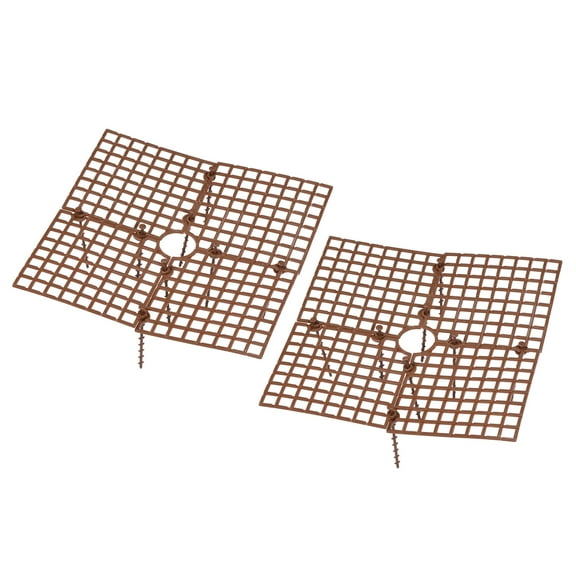 Uxcell 11.8" x 11.8" Square ABS Plant Grid Flowerpot Soil Protector Cover, Brown 2 Pack