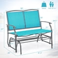 thumbnail image 3 of Costway Patio Glider Rocking Bench Double 2 Person Chair Loveseat Garden Gray Turquoise, 3 of 11