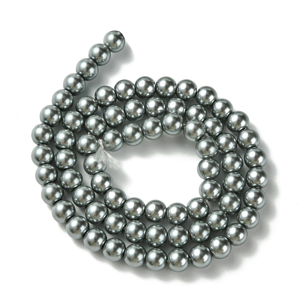 Eco-Friendly Dyed Glass Pearl Beads Strands Grade A Round Cotton Cord Threaded Slate Gray 6mm Hole: 1.2~1.5mm about 70pcs/strand 15.7 inch