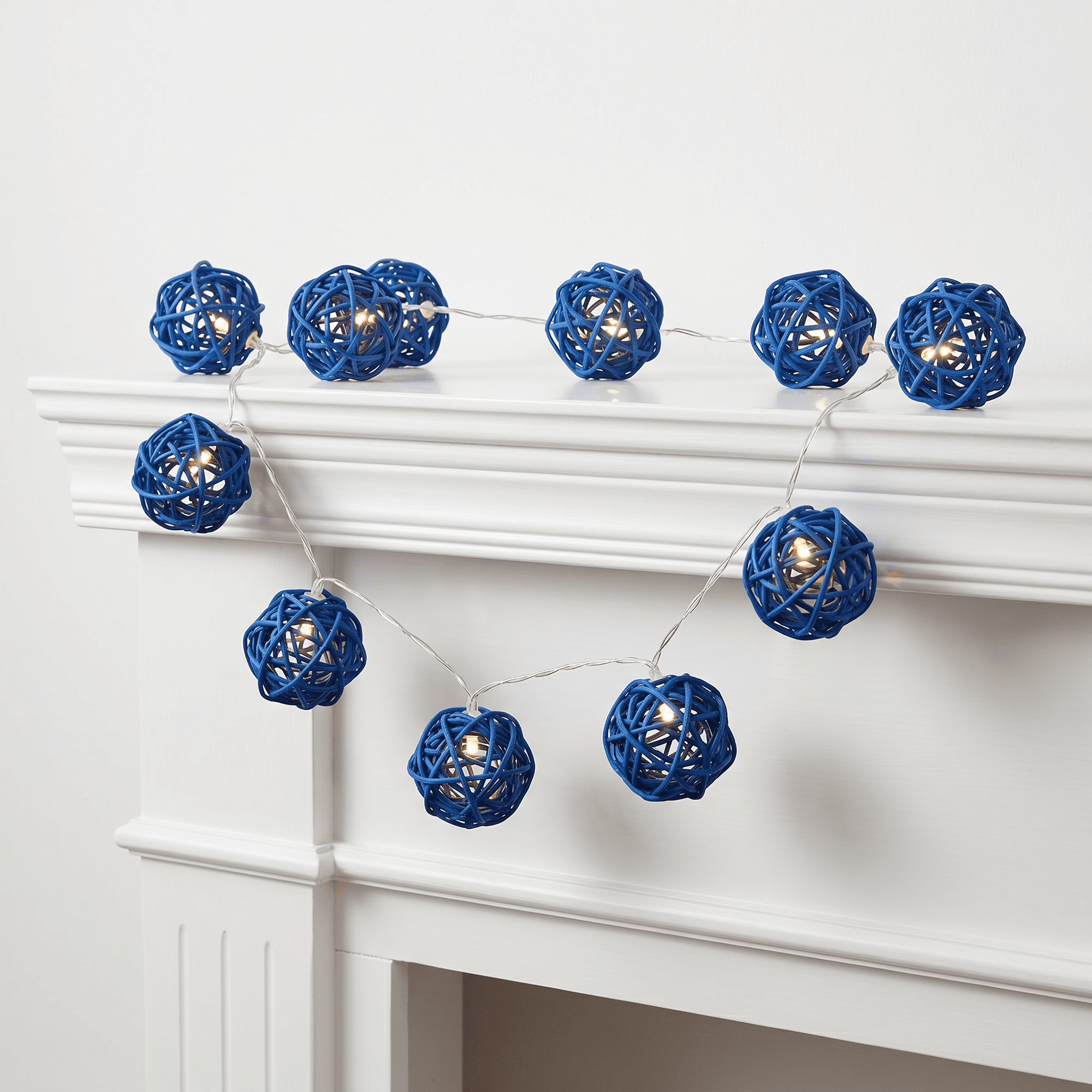 Unique Bargains 10Pcs Rattan Balls for Lights Wicker Spheres Orbs Blue 2"x2"x2"