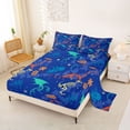 thumbnail image 2 of Feelyou Blue Skeleton Dino Full Size Sheets for Boys, Animals Bone Print Bed Sheets, 4-Piece, 2 of 5