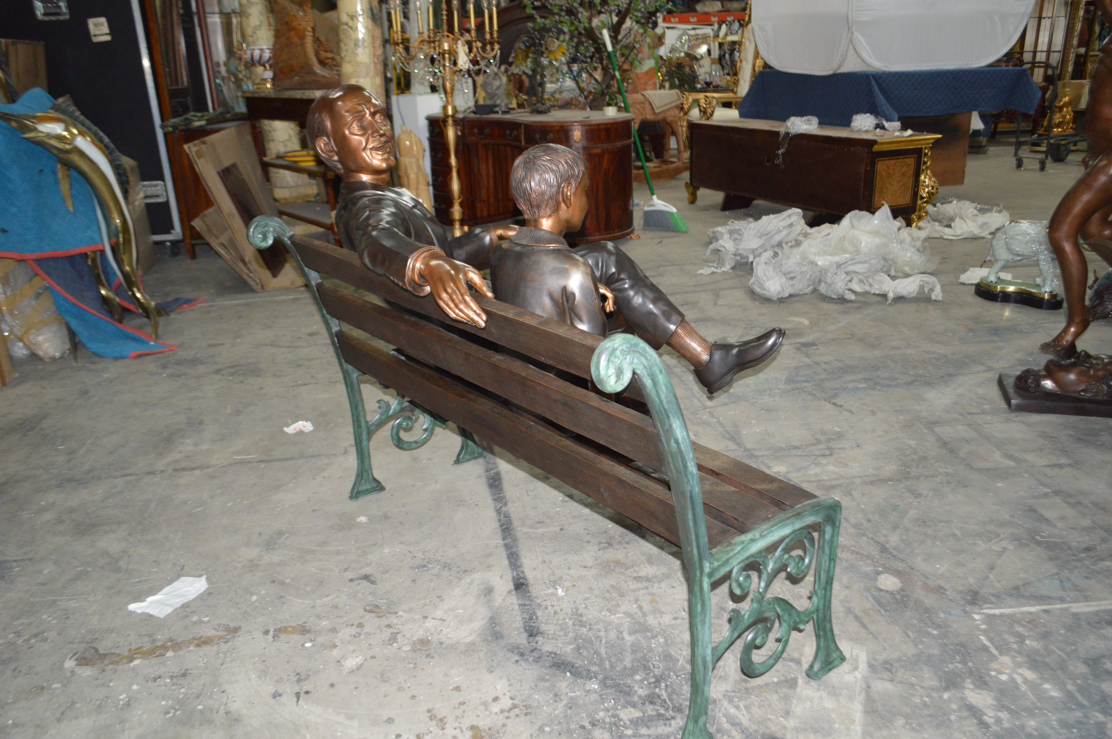 Grandfather An Grandson On A Bench Bronze Statue Size 53 Quot L X 32 Quot W X 44 Quot H Walmart Com Walmart Com
