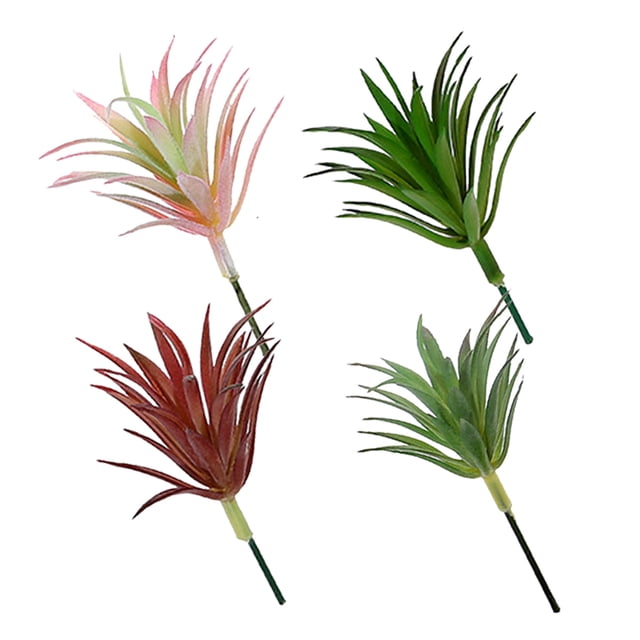 4 Uds simulación de flores suculentas cabeza flocado mini hierba de aprendizaje arreglo de flores suministros DIY diseño plantas verdes artificiales