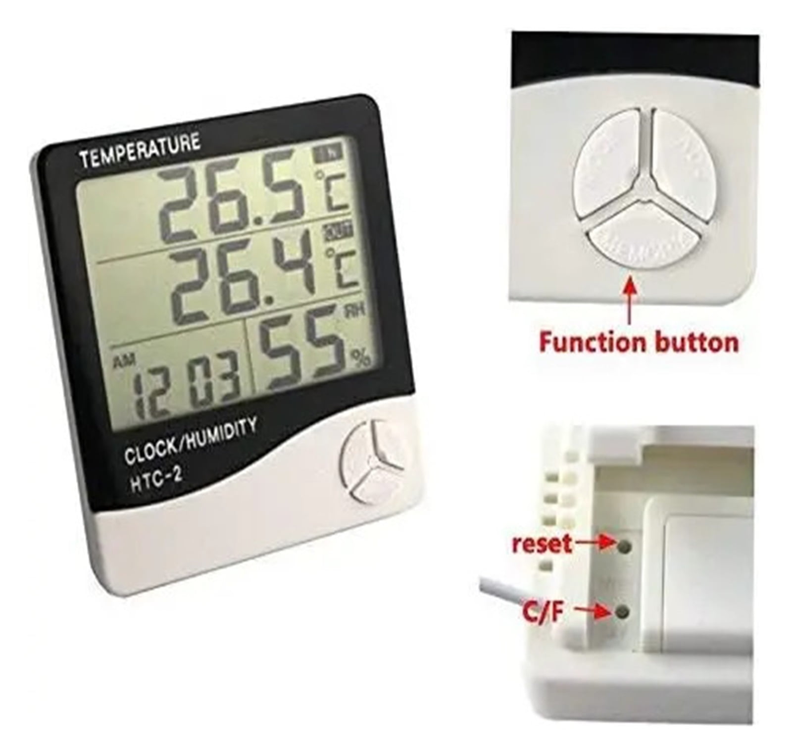 LCD Digital Temperature Humidity Meter Home Indoor Outdoor Hygrometer Thermometer with Clock ,Simple Operation