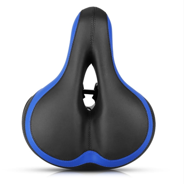 Generic Shock-Absorbing Mountain Bike Saddle with Reflective Strip, Spring or Anti-Shock Ball Design, Includes Installation Tools & Waterproof Cover, Black & Blue
