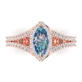 thumbnail image 2 of 1.2ct marquise cut blue moissanite 14k rose gold halo Bridal Wedding Engagement Promise Anniversary Ring for Women size 7.25, 2 of 7