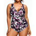 thumbnail image 4 of GHSDFBB Women Plus Size One Piece Swimsuits V Neck Tummy Control Bathing Suits Retro Ruched Swimwear, 4 of 7