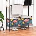 thumbnail image 3 of Yayeee Foldable Storage Basket for Shelves with Handles Set of 2 Waterproof Cloth Bins, Pink Floral Flamingo, 3 of 7