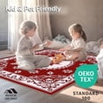 thumbnail image 4 of ODIKA 4'x6' Machine Washable Non-Slip Area Rug, Ornate Poinsettia Medallion with Flourishing Scroll Motifs High Traffic Rug with Pad, Red, 665772, 4 of 8