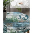 thumbnail image 3 of Fitted Round Tablecloths Table Covers 36-44in,Sea Life Turtle Seahorse Whale Octopus Waterproof Elastic Edged Table Cloth for Kitchen Dining Holiday Party Tables Decor,Underwater World on Wood, 3 of 6
