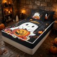 thumbnail image 3 of Erosebridal Kawaii Spooky Animal Zipper Twin Comforter Sets with Fitted Sheet and 2 Pillowcases, Happy Halloween Zipper Bedding Set for Boys Girls, White Orange Red, Black Reversible, 3 of 7