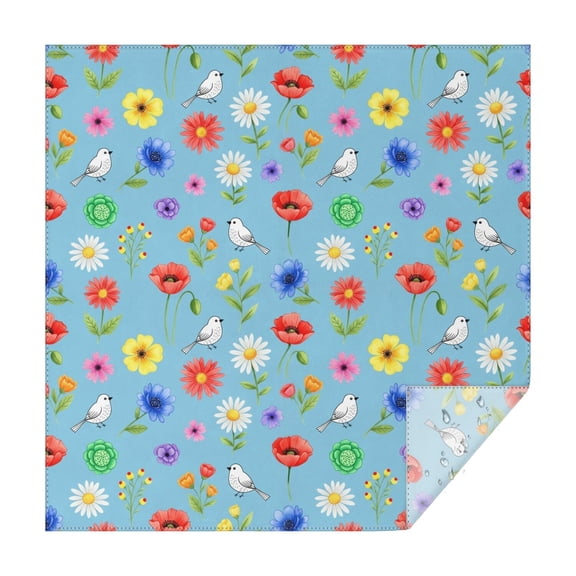 Pioneer Flower Floral Print Pattern Square Tablecloth, Waterproof Wipeable Spillproof Washable Table Cover for Home Kitchen Party Decor, 42"x42"
